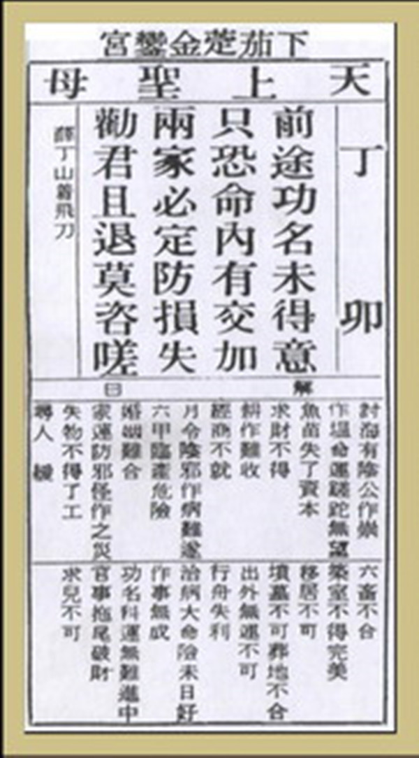 【妈祖灵签】第二十签 丁卯