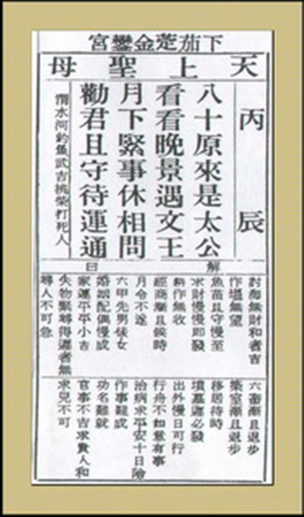 【妈祖灵签】第十五签 丙辰