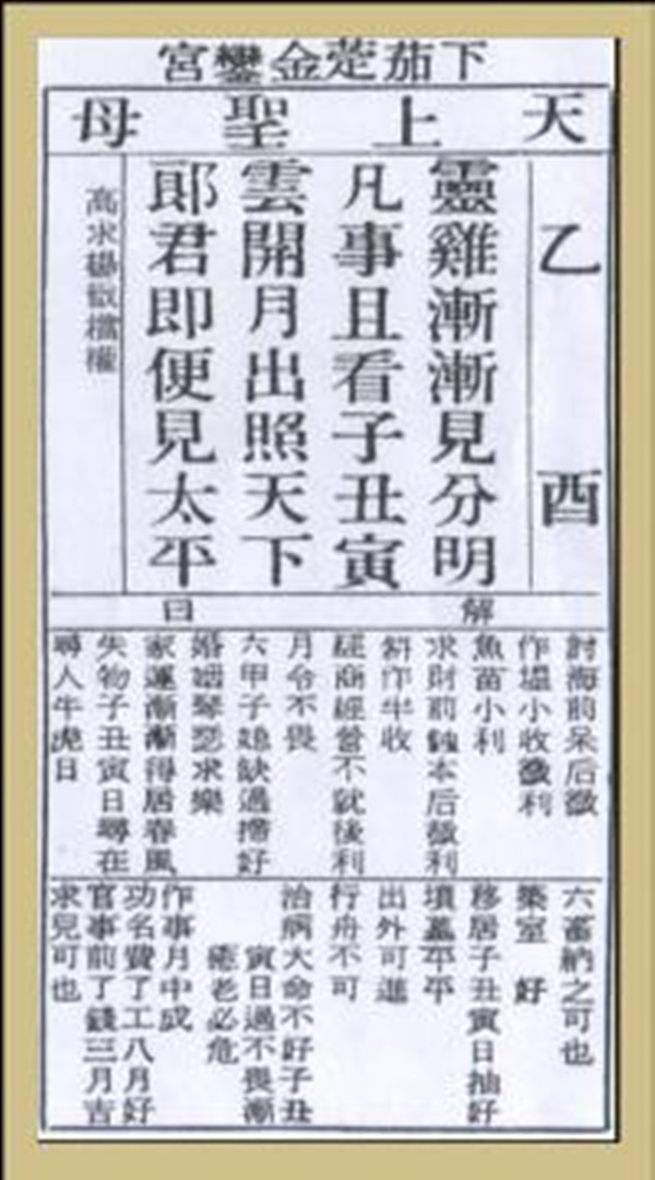 【妈祖灵签】第十一签 乙酉