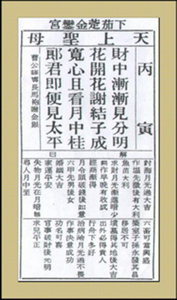 【妈祖灵签】第十四签 丙寅