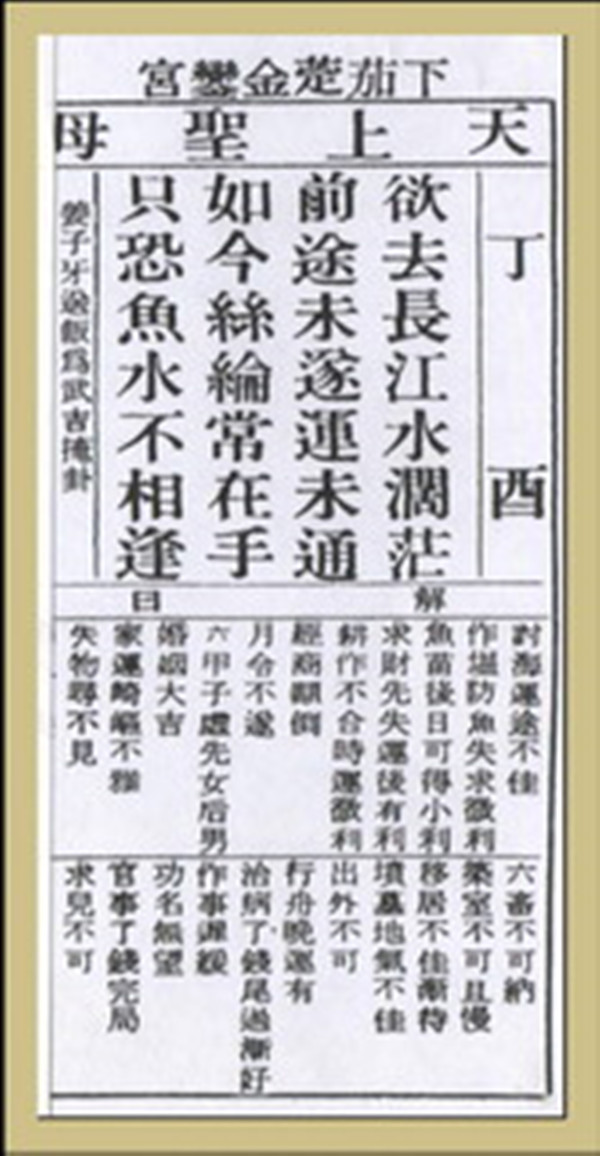 【妈祖灵签】第二十三签 丁酉