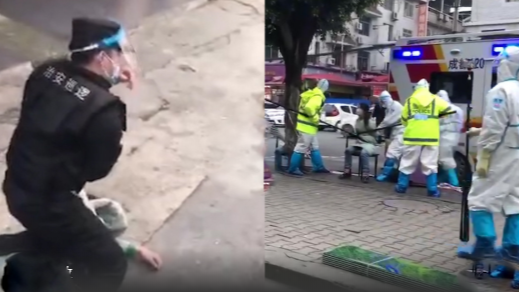 成都一女子强行翻越隔离墙 刚落地就被警察摁倒