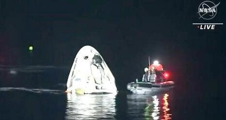 外媒：4名国际空间站宇航员乘“龙”飞船成功返回地球